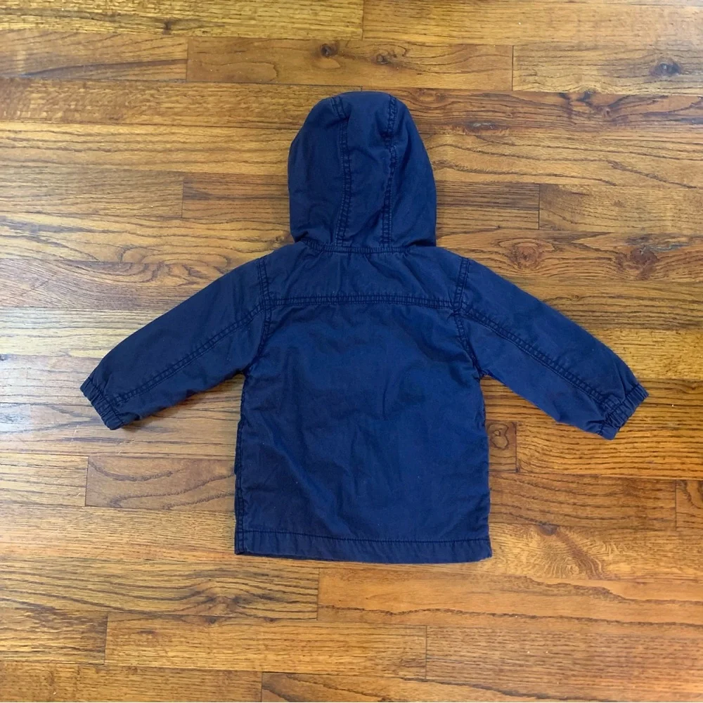 OshKosh Hooded Hoodie Jacket Coat  Navy Blue Winter Full Zip Close w/ 2 Pockets